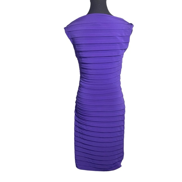 Joseph Ribkoff Purple Pleated V Neck Midi Dress Women’s 6 - Picture 3 of 13